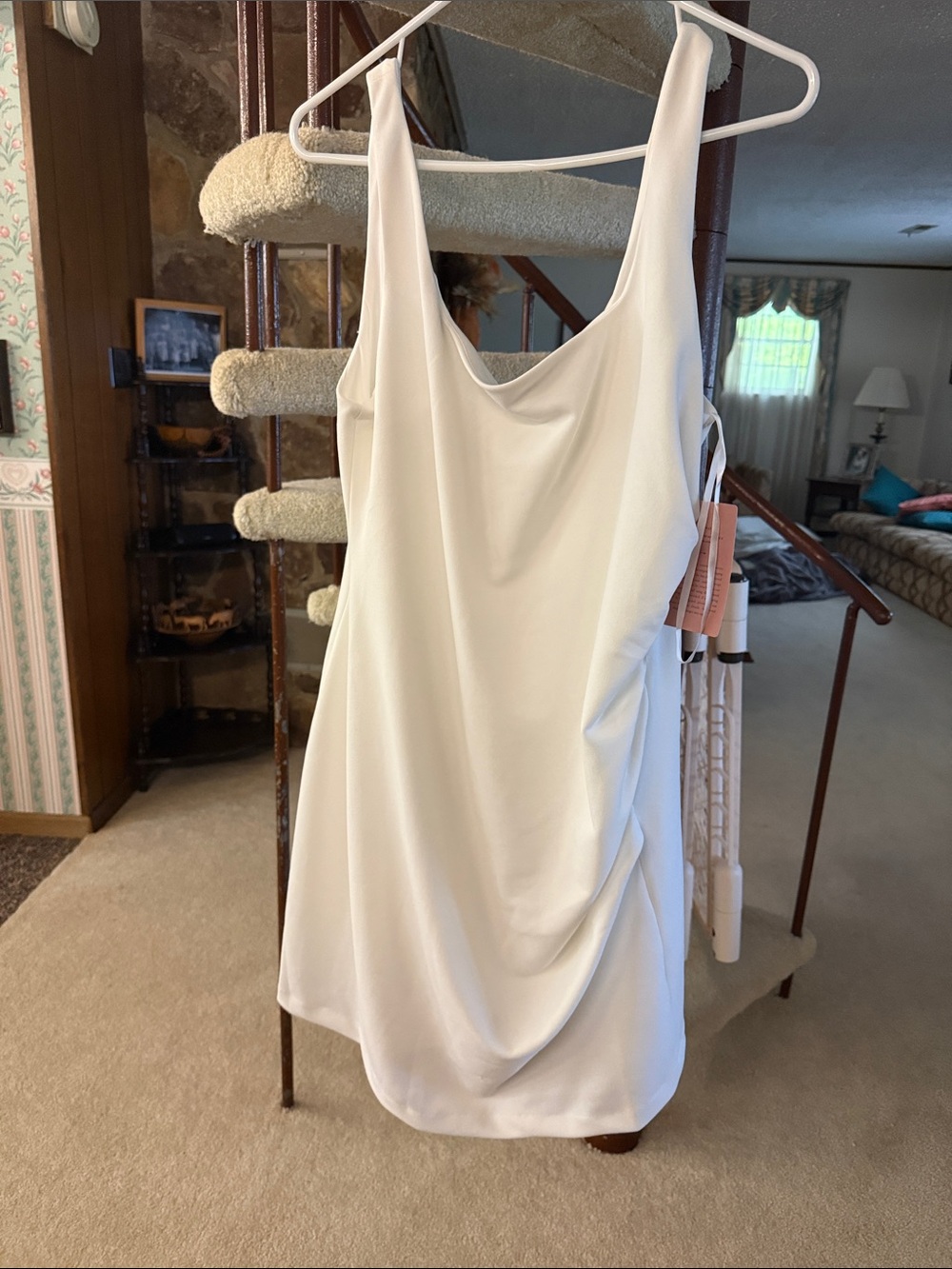 BHLDN Ivory Draped Mini Dress